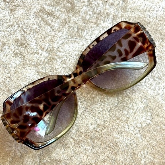 Brand New Tortoise Animal Print Oversized Sunglasses Rhinestones Gradient Lens main image 13